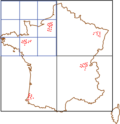 A grid adjusted to the distribution of points