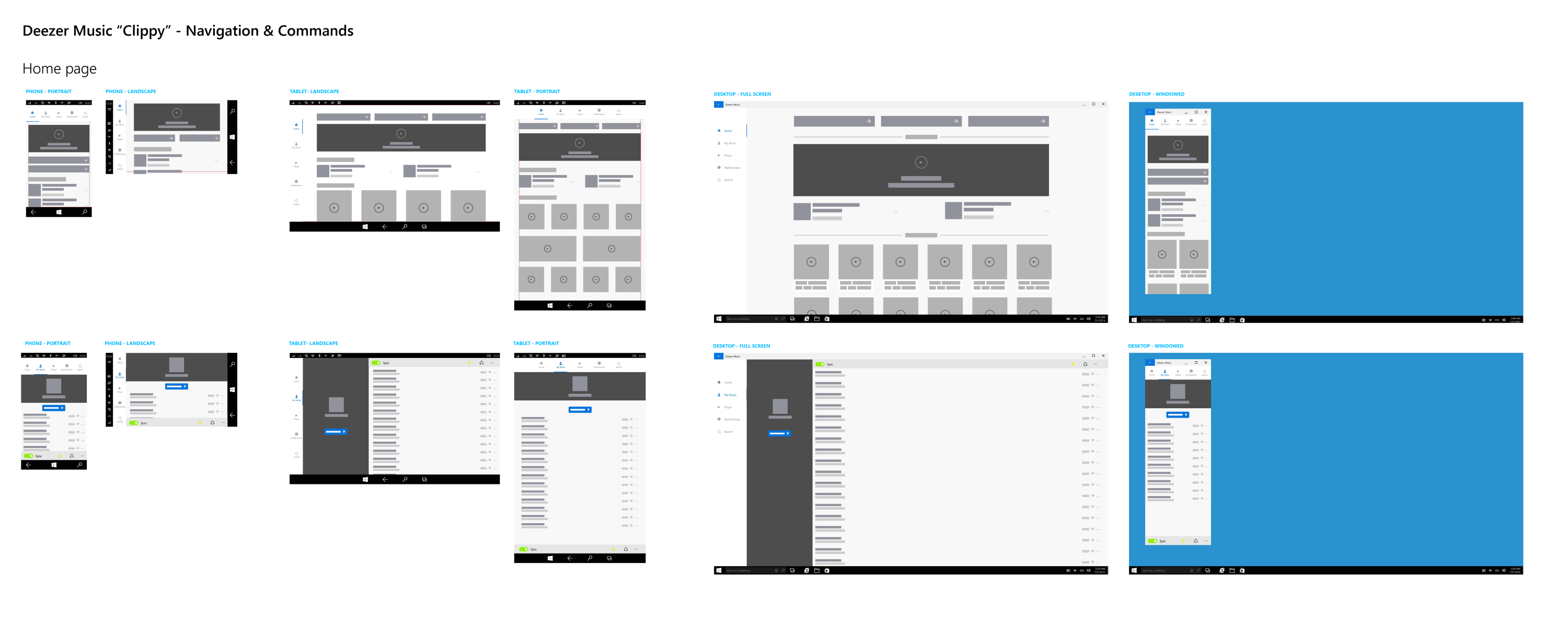 Some mockups explorations for navigation & commands